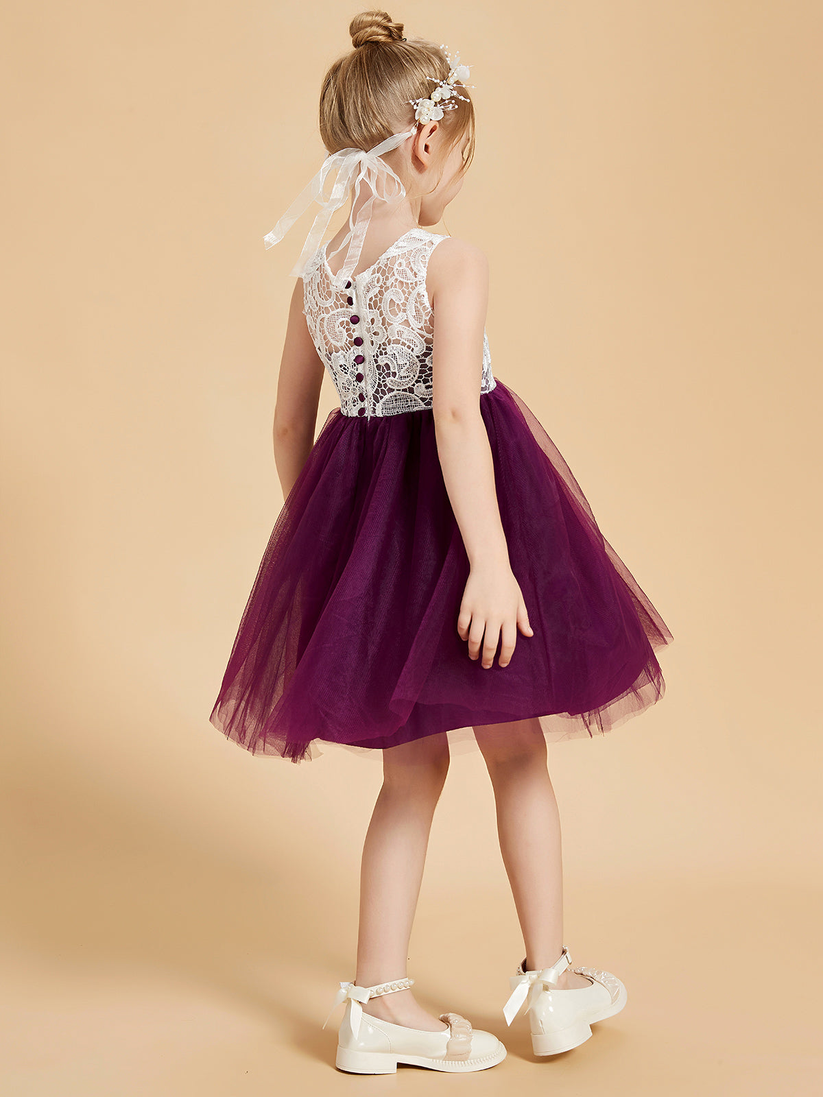 Elegant Sleeveless Lace and Tulle Flower Girl Dresses